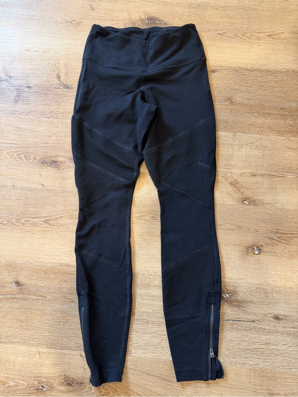 Athleta Black Moto Leggings with Ankle Zips